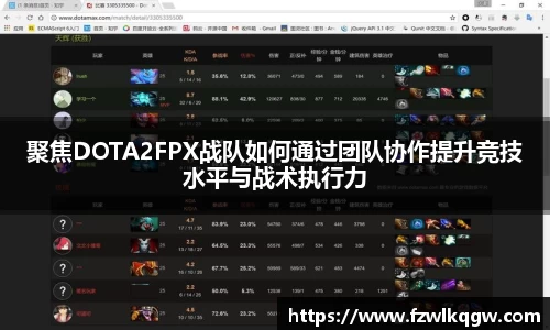 聚焦DOTA2FPX战队如何通过团队协作提升竞技水平与战术执行力